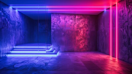 Fantasy neon illuminated space