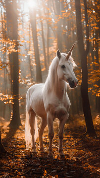 Beautiful unicorn in an enchanted forest