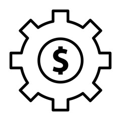 Gear with a dollar sign line vector icon for web, mobile and infographics isolated on white background.