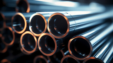 High quality steel pipes stored in warehouse