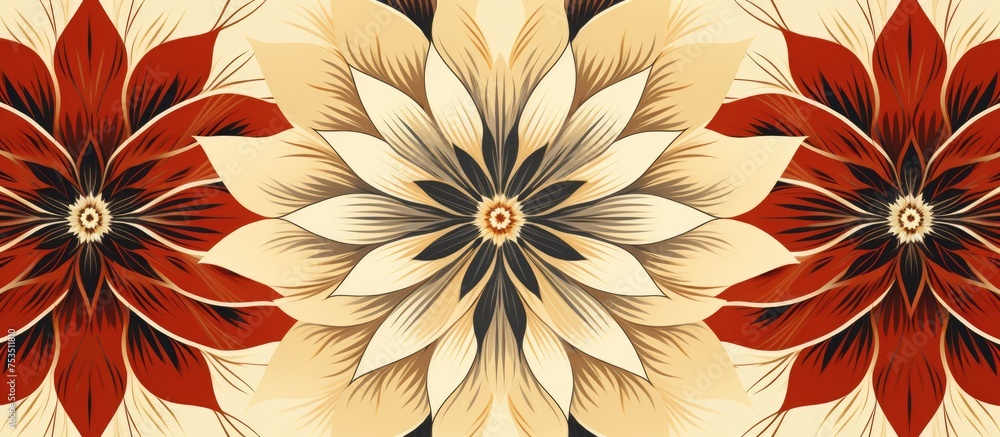 Poster ornamental flower design in modern geometric pattern suitable for interior design printing web and t
