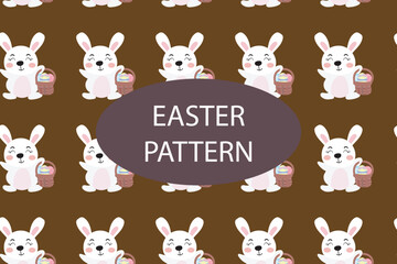 adorable cute easter pastel color pattern decoration background. bunny, flower, egg