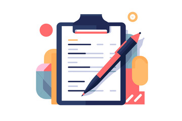 To do list and planning checklist concept. Checking on paper to do list, Daily task or agreement, Clipboard, Flat design style. Isolated vector illustration