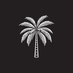 Black and white palm tree vector illustration | Palm tree silhouette 