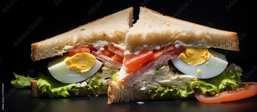 Aufkleber mouth-watering deli sandwich bursting with a diverse array of fresh ingredients