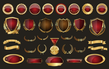 Luxury gold and red design elements collection vector illustration - 753515818