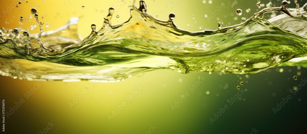 Aufkleber dynamic water splash with vibrant green background set for refreshing concepts