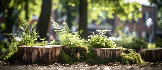 Reviving Nature: Tree Stump with a Resilient Plant Sprouting Fresh Growth