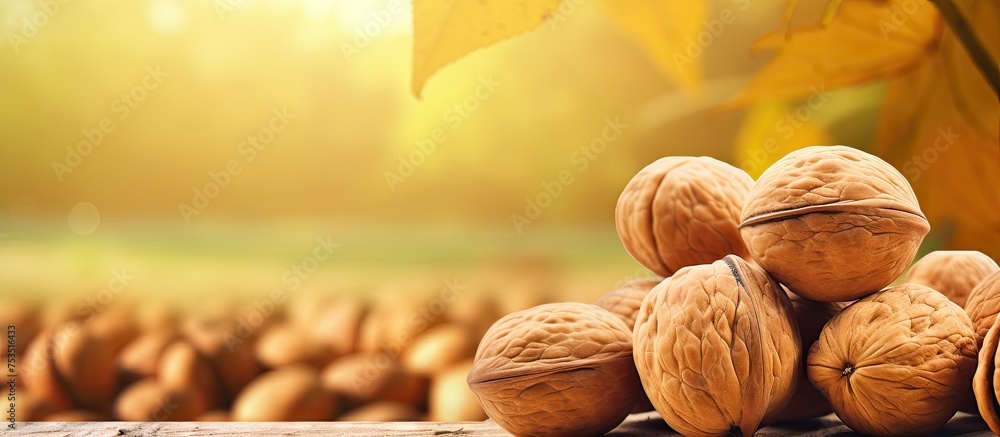Leinwandbilder assorted nuts arranged on a rustic wooden table for healthy snacking options