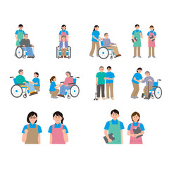 介護のイラストのセット