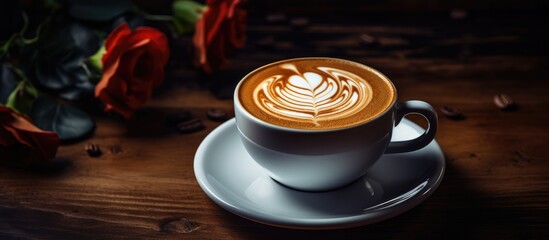 Savoring a Heartfelt Moment: A Cup of Coffee with a Touch of Love - obrazy, fototapety, plakaty