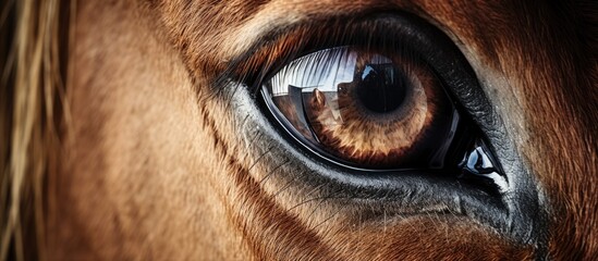 Intense Gaze: Close-up of a Powerful and Expressive Horse's Eye Capturing Attention