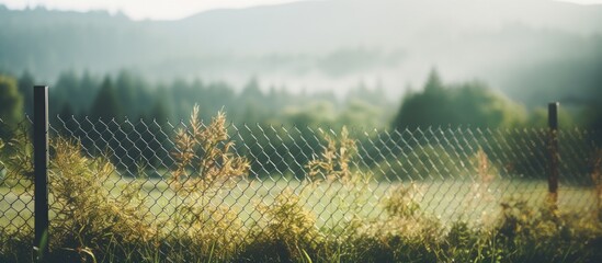 Rustic Wooden Fence Against Vibrant Field Landscape at Sunrise - Powered by Adobe