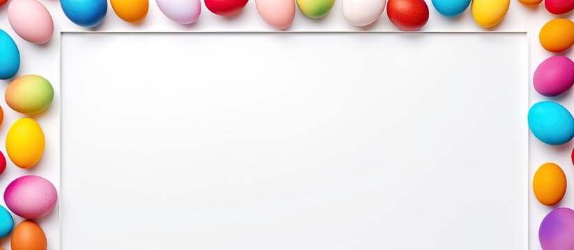 Vibrant Easter Eggs with Copy Space for Text on Clean White Background