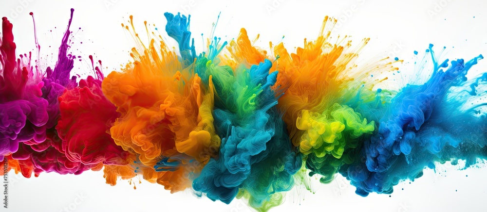 Poster vibrant paint splash explosion - abstract colorful artistic background