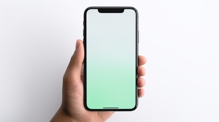 A phone with a green screen in hand