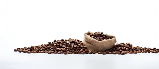 Foto op Plexiglas Rich Aroma of Freshly Roasted Coffee Beans on a Clean White Background © vxnaghiyev