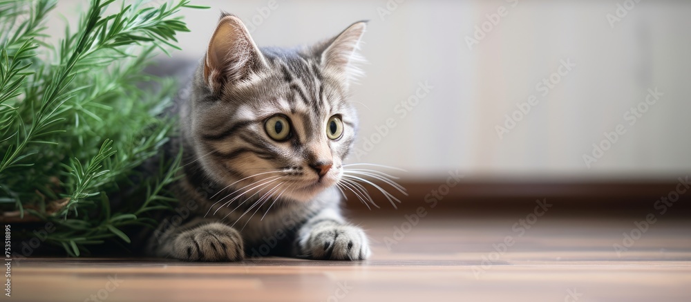 Aufkleber curious and adorable cat gazing directly into the lens with intrigued expression
