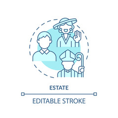 Estate systems soft blue concept icon. Social stratification. Economic disparity. Feudal system. Social hierarchy. Round shape line illustration. Abstract idea. Graphic design. Easy to use in book