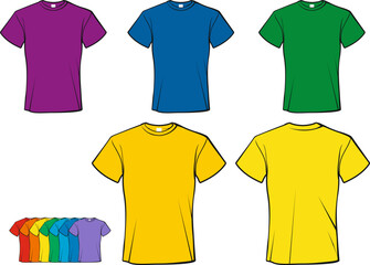 T-shirt with different colors on a white background on the front and back the color is easy change