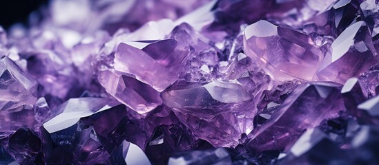 Enchanting Display of Amethyst Crystals Sparkling in Various Shades of Purple