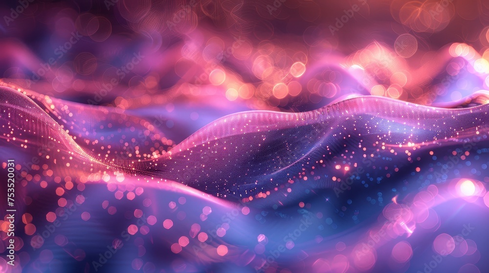 Poster Creating a vibrant design using gradient mesh, bokeh lights, fluid shapes on a holographic backdrop.