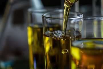 Laboratory and science experiments, Oil dropping, Chemical reagent mixing