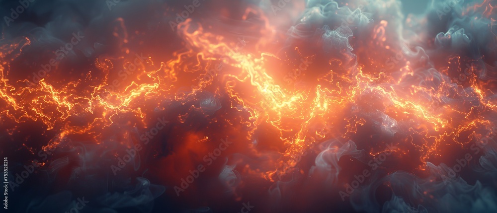 Poster abstract grids are illuminated by light leaks in kaleidoscopic smoke effects, creating a mesmerizing