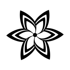 abstract geometric ornamental flower head, geometric black symmetric floral decoration