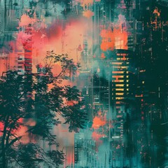 Urban abstracts blend with glitch art, nature inspiration, and cyberpunk metallic textures for a futuristic aesthetic.