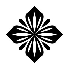 abstract geometric ornamental flower head, geometric black symmetric floral decoration