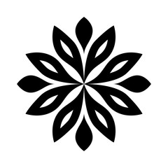 abstract geometric ornamental flower head, geometric black symmetric floral decoration