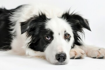 Serene Black and White Border Collie Lies Gracefully - Generative AI