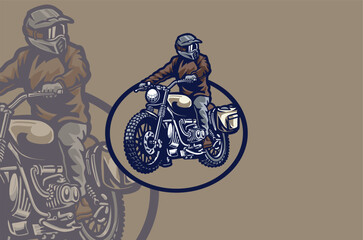 Classic motorcycle vector logo with a brass brown bike against a brass brown background, showcasing timeless style and vintage charm.