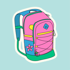Vector image colorful pink hiking backpack