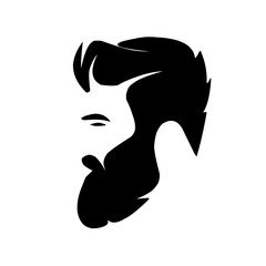Bearded men's hairstyles, hipster styles. Barber shop emblem. Fashion badge label. Vector illustration.