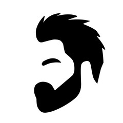 Bearded men's hairstyles, hipster styles. Barber shop emblem. Fashion badge label. Vector illustration.