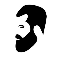 Fototapeta premium Bearded men's hairstyles, hipster styles. Barber shop emblem. Fashion badge label. Vector illustration.