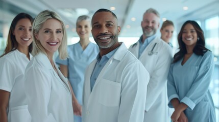 a group of expert medical personnel, including surgeons, doctors, and regulators, in a modern corporate office setting