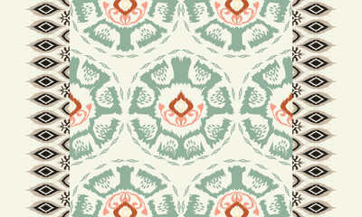 Hand drawn Ikat floral paisley embroidery.geometric ethnic oriental pattern traditional.Aztec style abstract vector illustration.