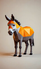 Obraz premium Donkey, isolated background, potrait, low poly, wallpaper, background