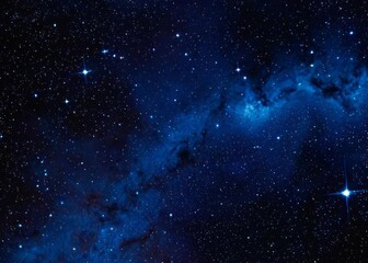 Obraz na płótnie Canvas Deep blue night sky universe with stars, nebula and galaxy