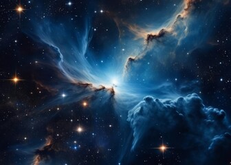 Fototapeta na wymiar Deep blue night sky universe with stars, nebula and galaxy