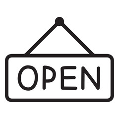 Open shop sign icon, black outline