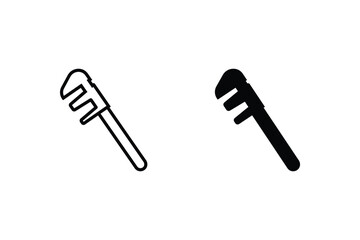 Set realistic Pipe Wrench  icon. sign for mobile concept and web design. vector illustration
