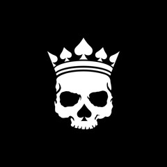 Skull Head with spades Crown Illustrations Logo Design