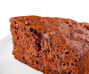 Hot chocolate brownie on plate close up