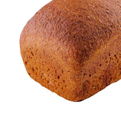 Loaf of organic bread on white background