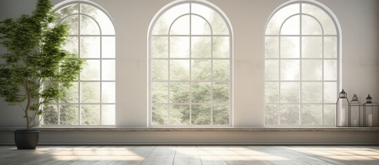 Modern interior home background with a window - obrazy, fototapety, plakaty