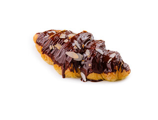 fresh baked croissant with chocolate and almonds
